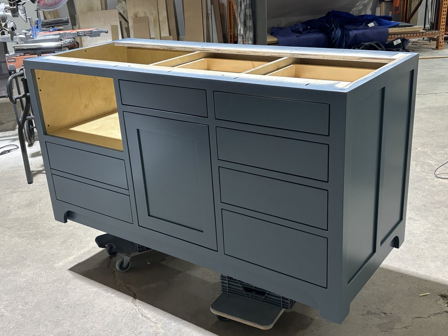 Custom island being built in the shop
