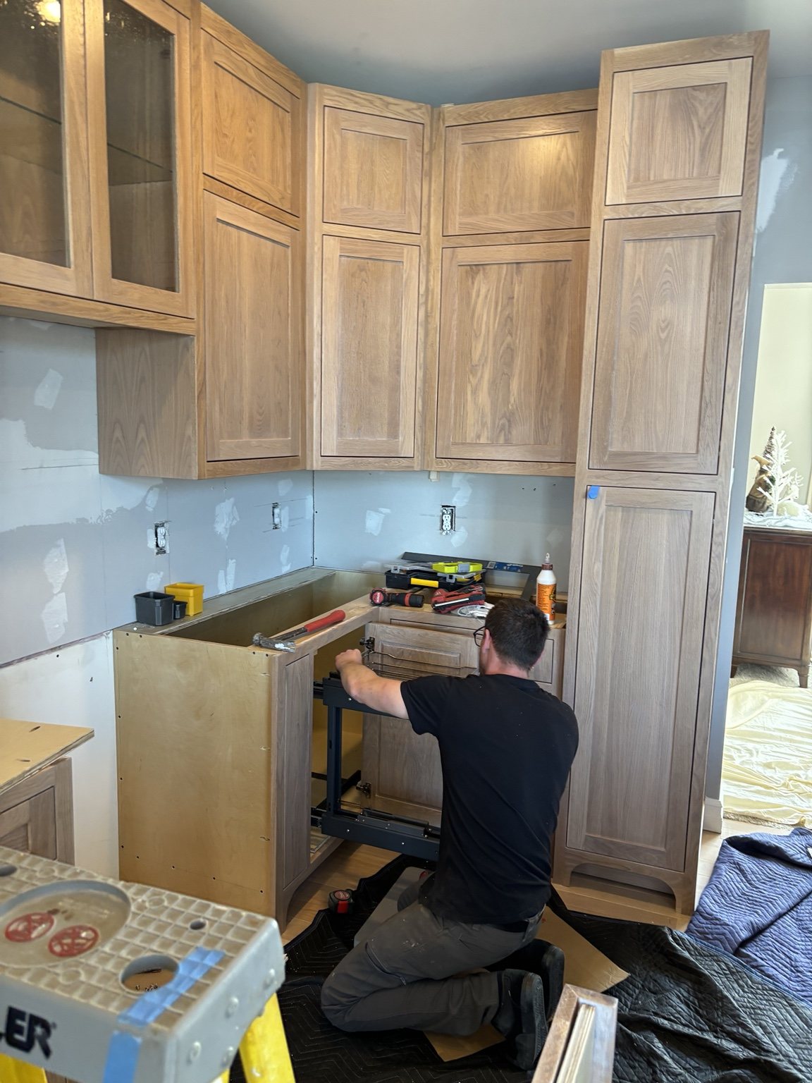 Cabinet installation in progress